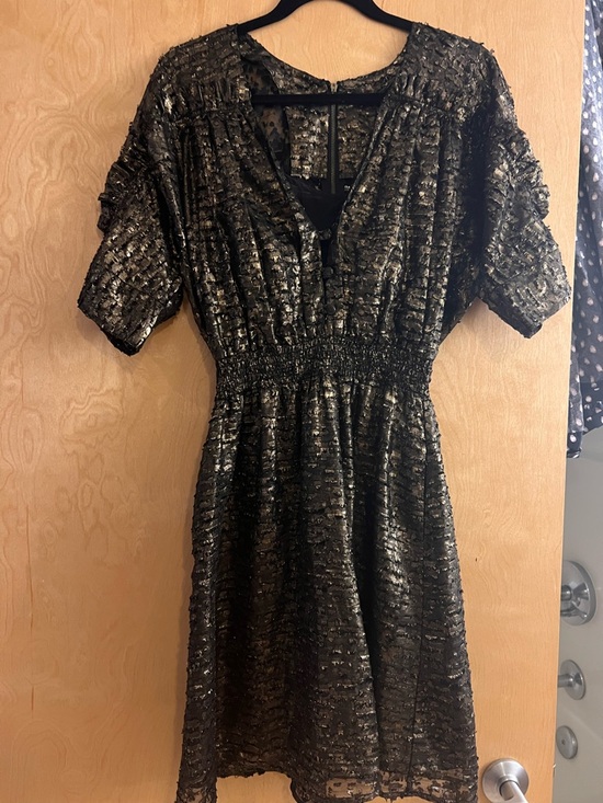 Mayle Dresses & Skirts - Vintage Mayle Black and Gold Textured Mini Dress sz 6 Excellent Rare Limited